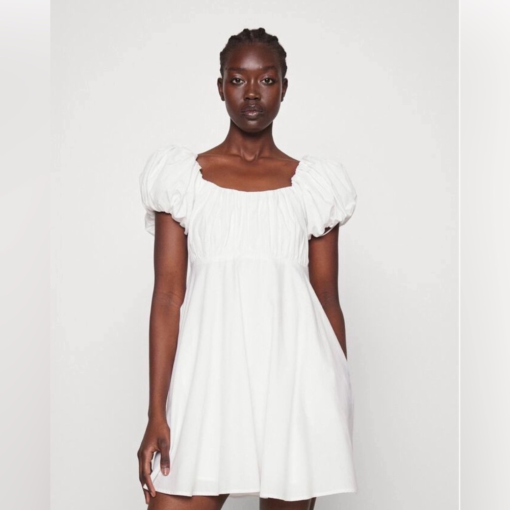 Abercrombie Large White Emerson Poplin Puff Sleeve Mini Dress
